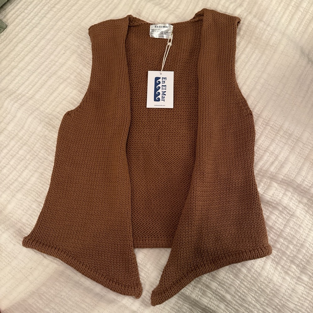 Brown Knit Sleeveless Top